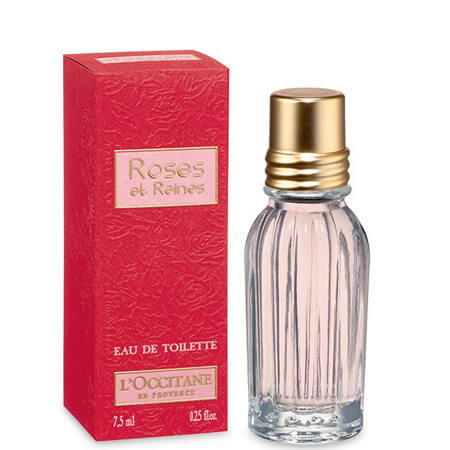 L'occitane Roses et Reines Eau De Toilette 7.5 ml น้ำหอมกลิ่นกุหลาบ ที่ให้ความรู้สึกเหมือนหญิงสาวผู้อ่อนโยน หรูหรา และทันสมัย แนวกรีนฟรุตตี้ 